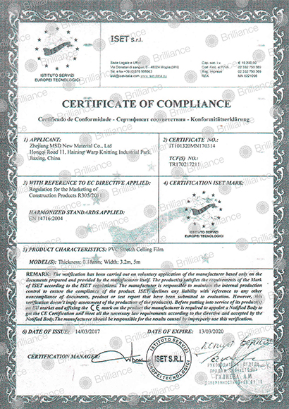 įtempiamos lubos sertifikatas